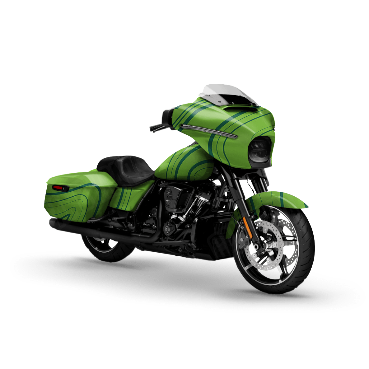 Topographic Green Camo Motorcycle Vinyl Wrap