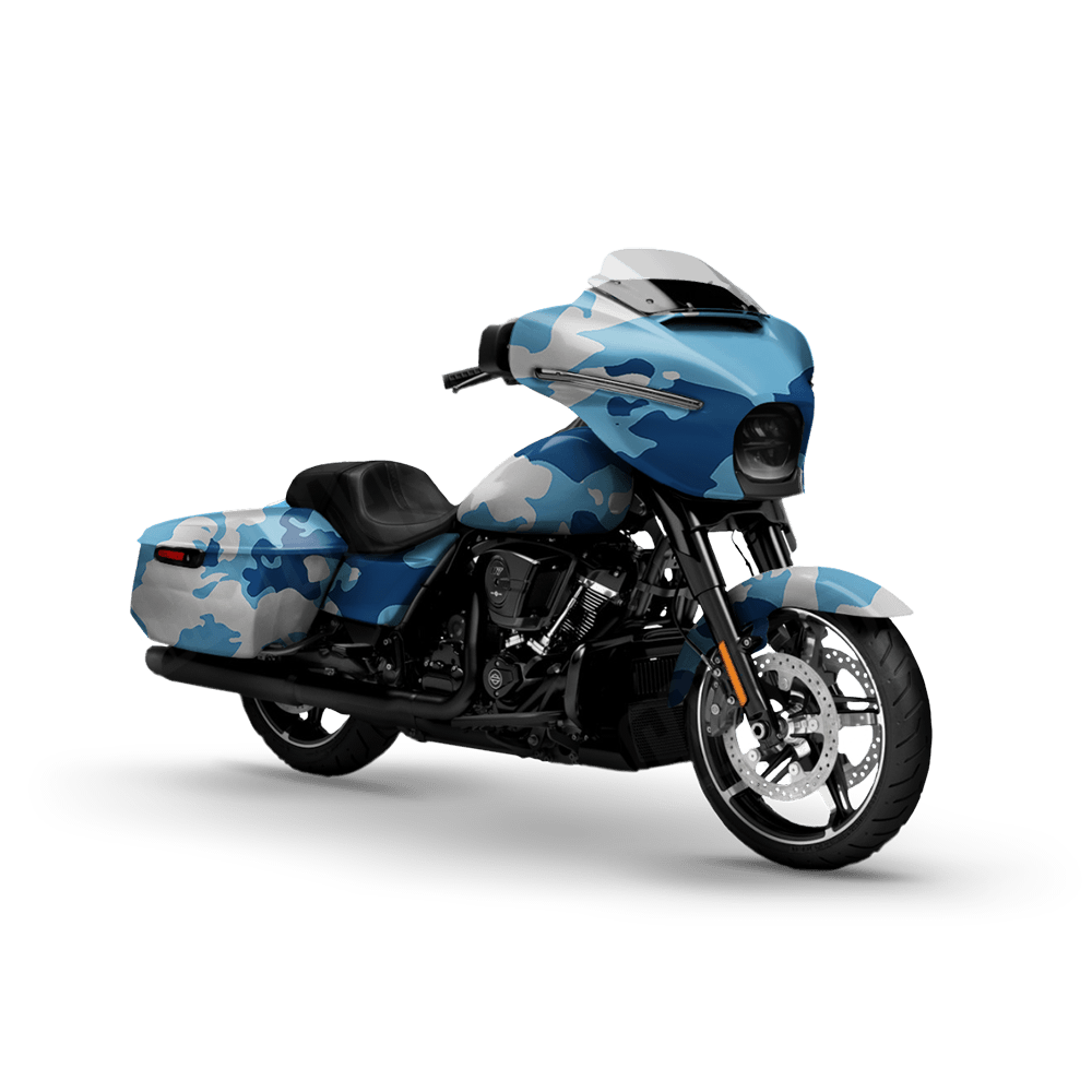 Treetop Baby Blue Motorcycle Camo Vinyl Wrap