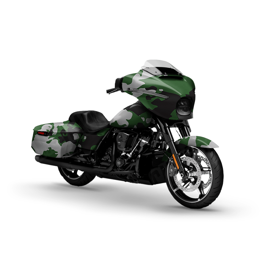Treetop Green Tiger Motorcycle Camo Vinyl Wrap