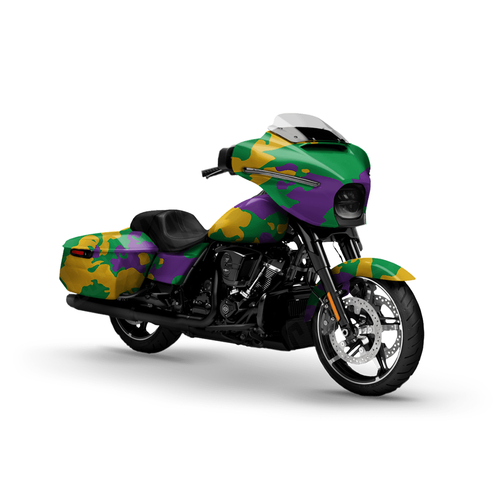 Treetop Mardi Gras Motorcycle Camo Vinyl Wrap