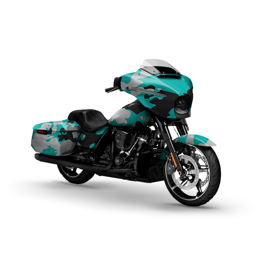 Treetop Tiffany Blue Tiger Motorcycle Camo Vinyl Wrap
