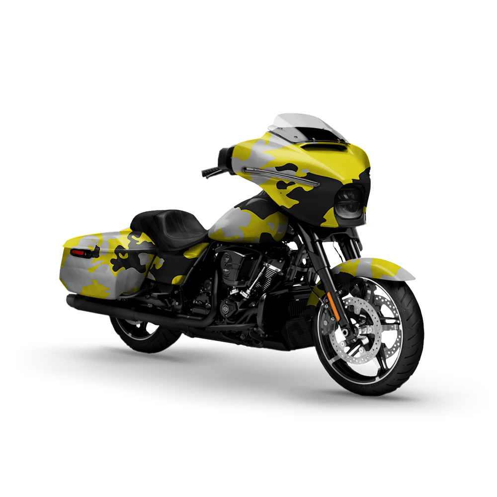 Treetop Yellow Tiger Motorcycle Camo Vinyl Wrap
