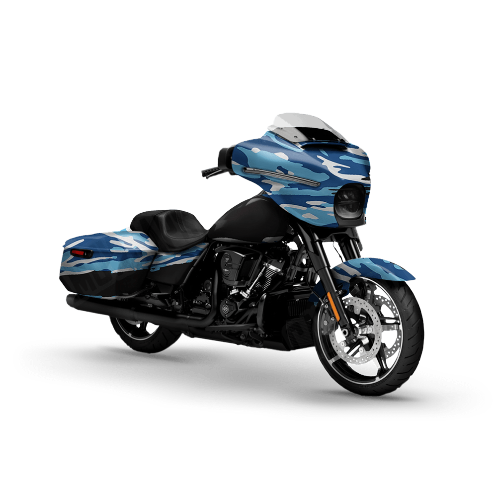 Vietnam Tiger Stripe Baby Blue Motorcycle Camo Vinyl Wrap