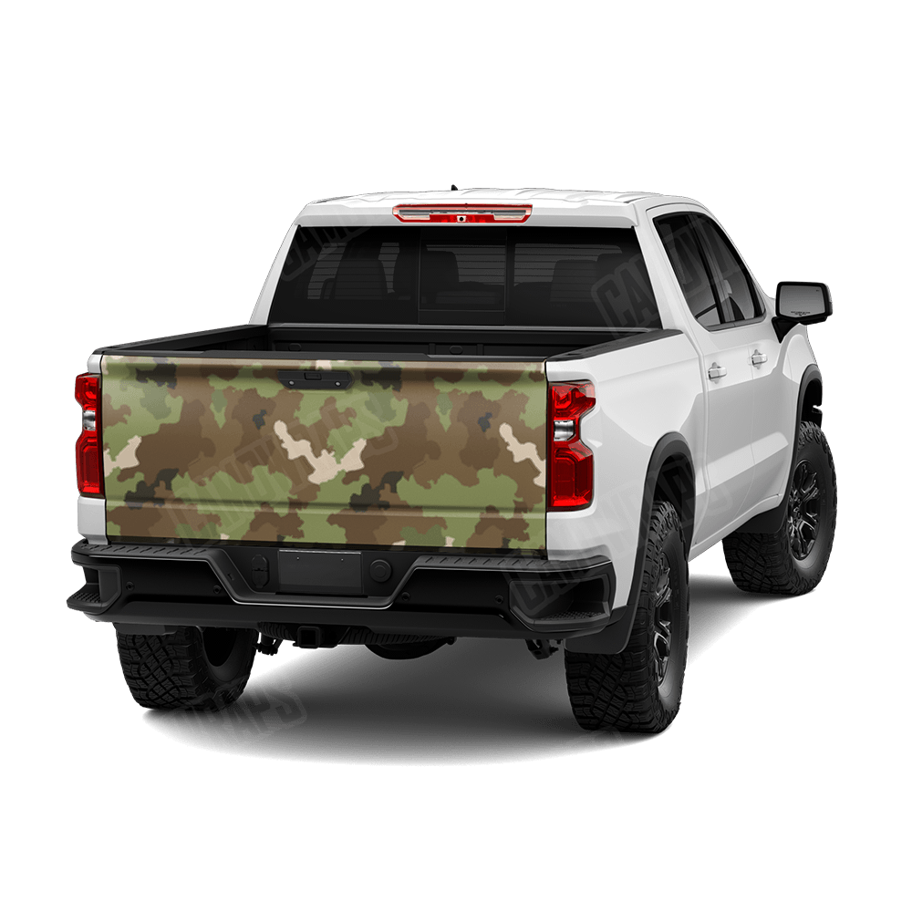 Nemesis Woodlands Wolf Camo Tailgate Vinyl Wrap