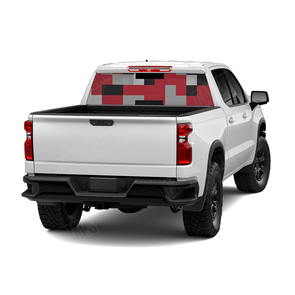 Pixel Red Tiger Rear Window Graphics