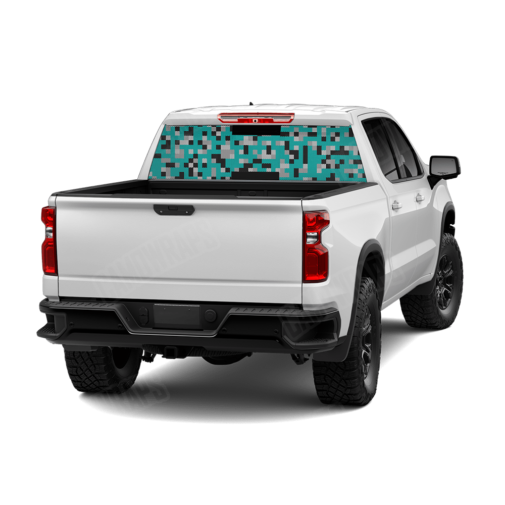 Pixel Tiffany Blue Tiger Rear Window Graphics