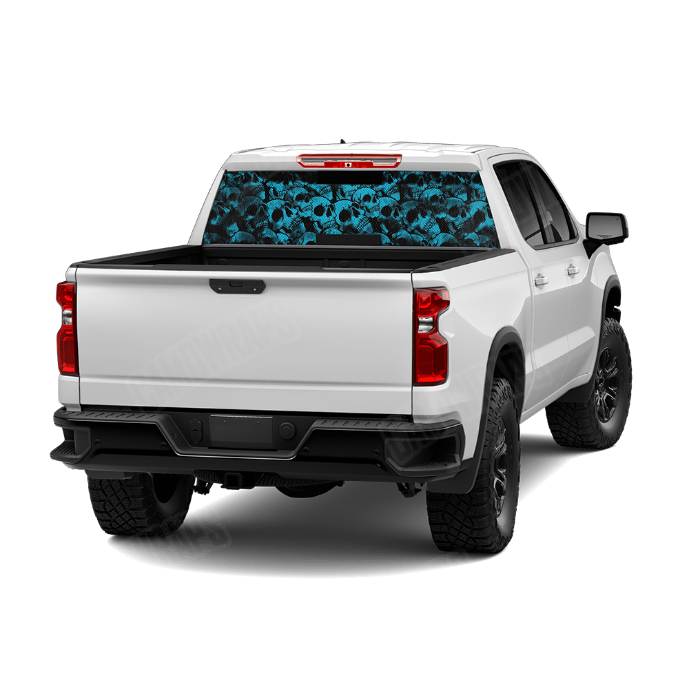 Skull Cyan Rear Window Graphics
