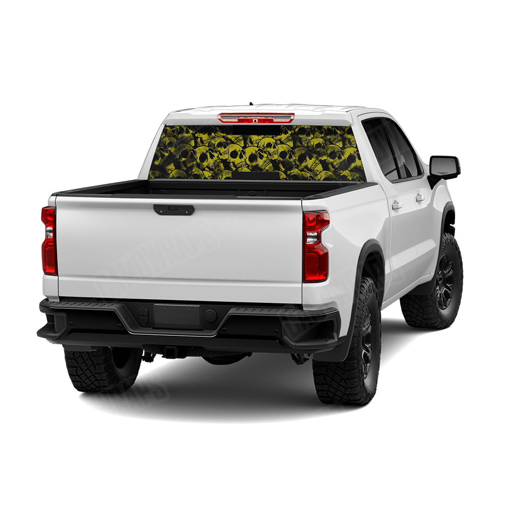 Skull Yellow Rear Window Graphics