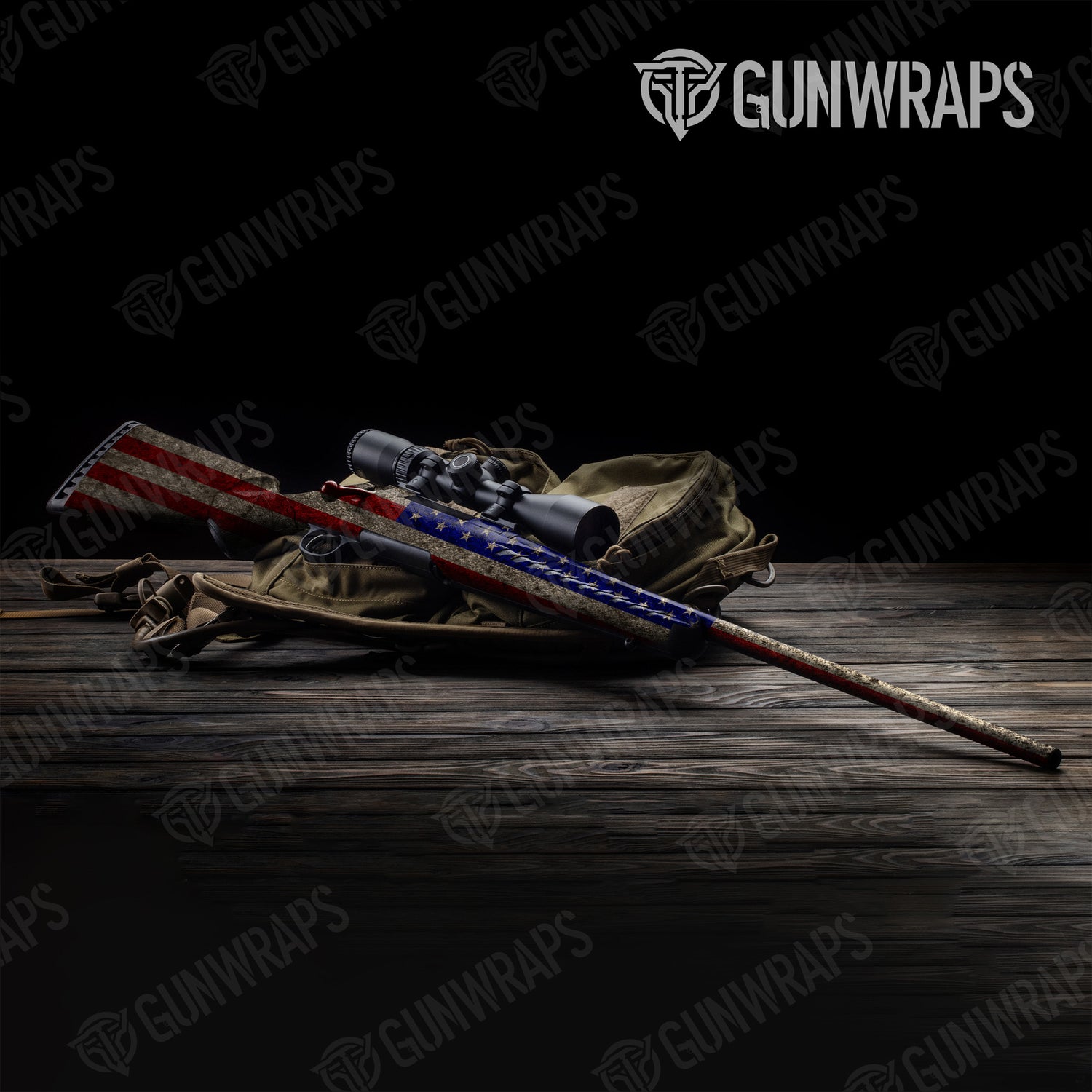 Rifle Patriotic American Flag Gun Skin Vinyl Wrap