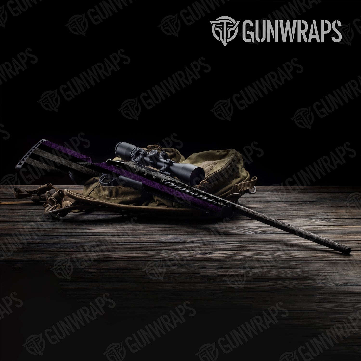 Rifle Patriotic Purple Flag Gun Skin Vinyl Wrap