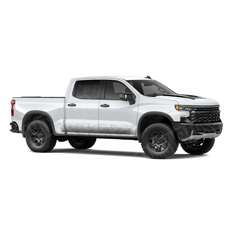 Erratic Elite White Rocker Panel Camo Vinyl Wrap