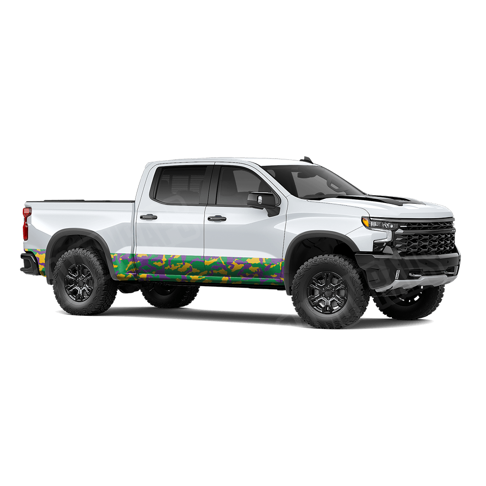 Erratic Mardi Gras Rocker Panel Camo Vinyl Wrap