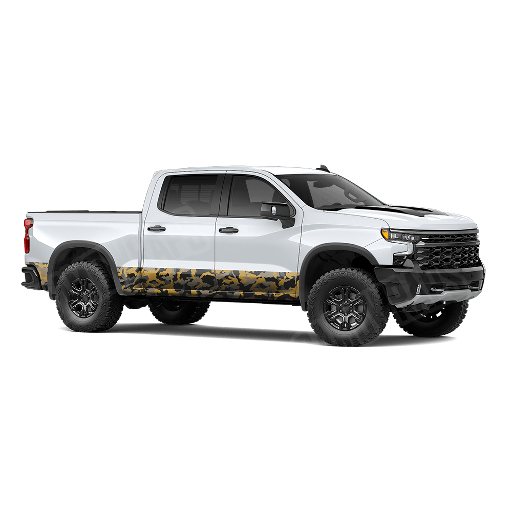 Erratic Militant Yellow Rocker Panel Camo Vinyl Wrap