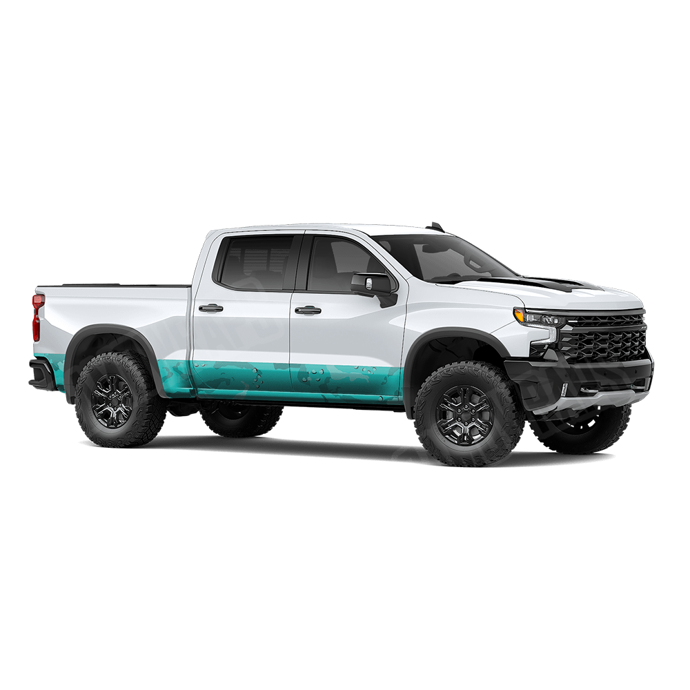 Jumbo Battle Storm Elite Tiffany Blue Rocker Panel Camo Vinyl Wrap
