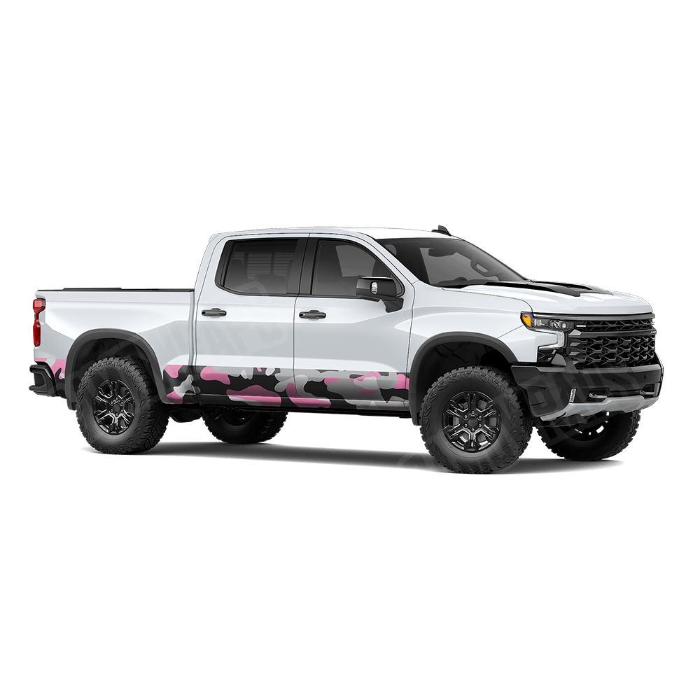 Jumbo Classic Pink Tiger Rocker Panel Camo Vinyl Wrap