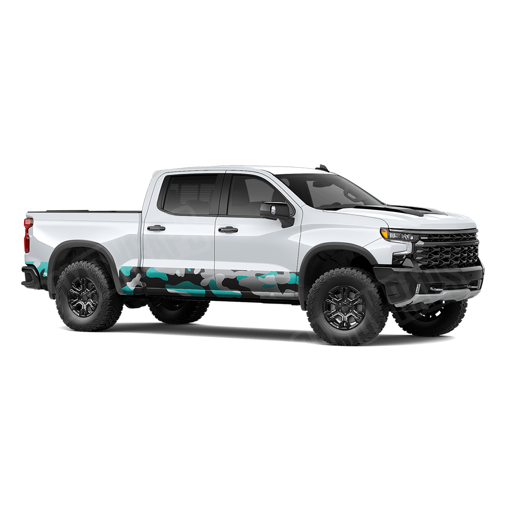 Jumbo Classic Tiffany Blue Tiger Rocker Panel Camo Vinyl Wrap
