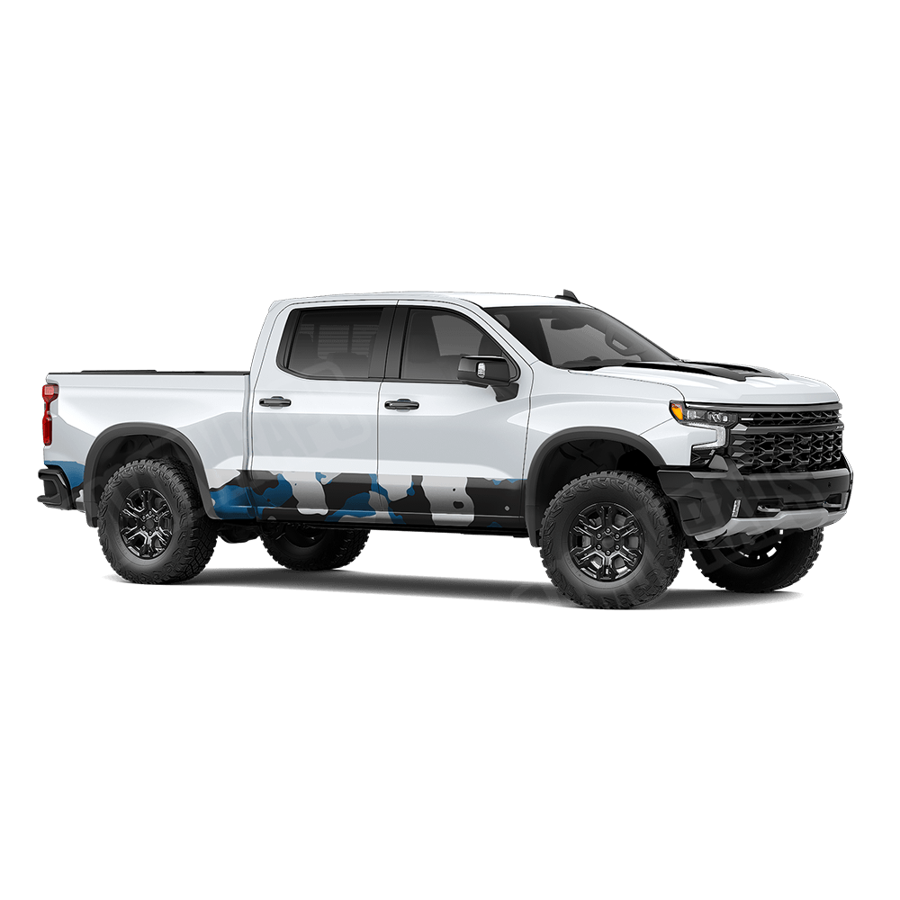 Jumbo Cumulus Blue Tiger Rocker Panel Camo Vinyl Wrap