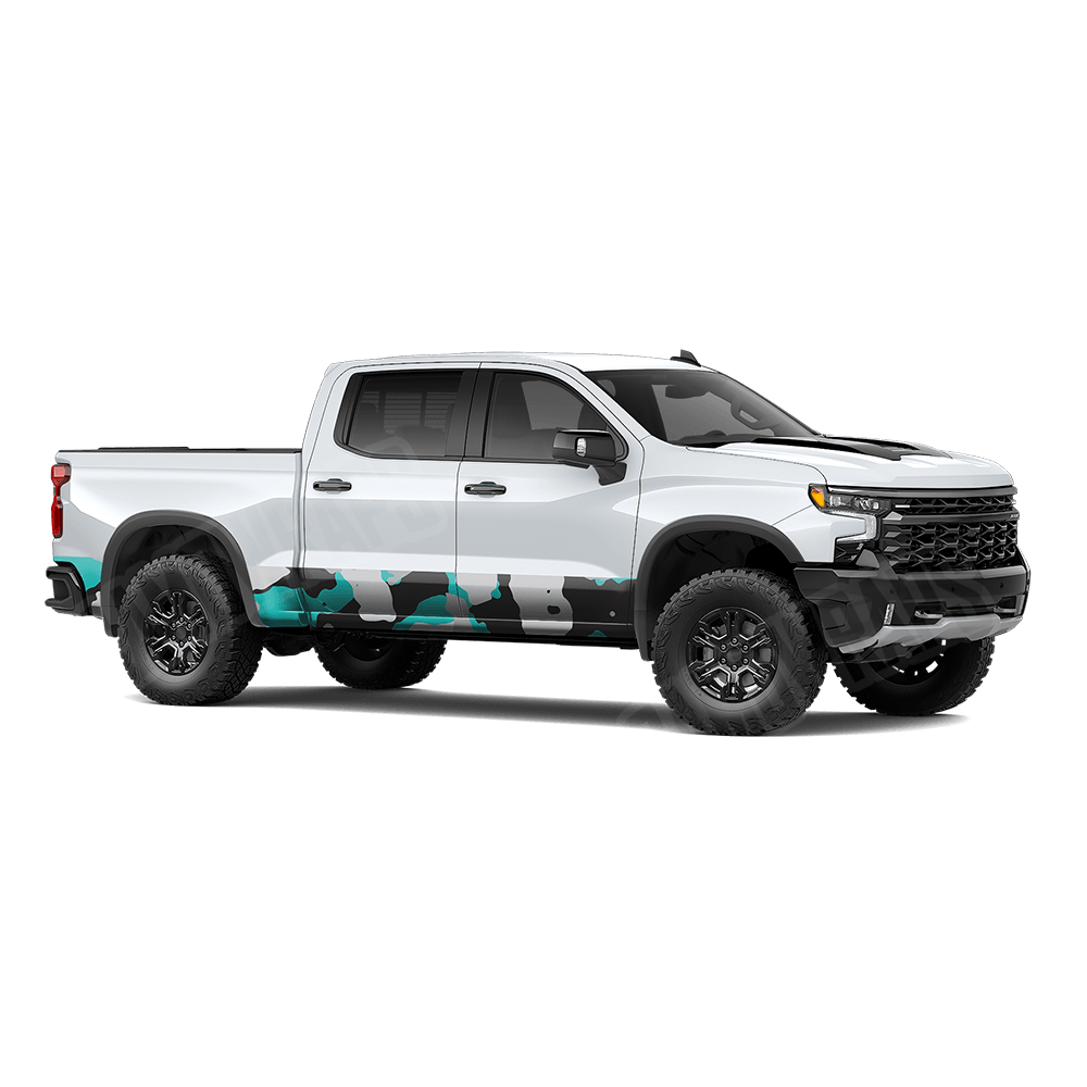 Jumbo Cumulus Tiffany Blue Tiger Rocker Panel Camo Vinyl Wrap