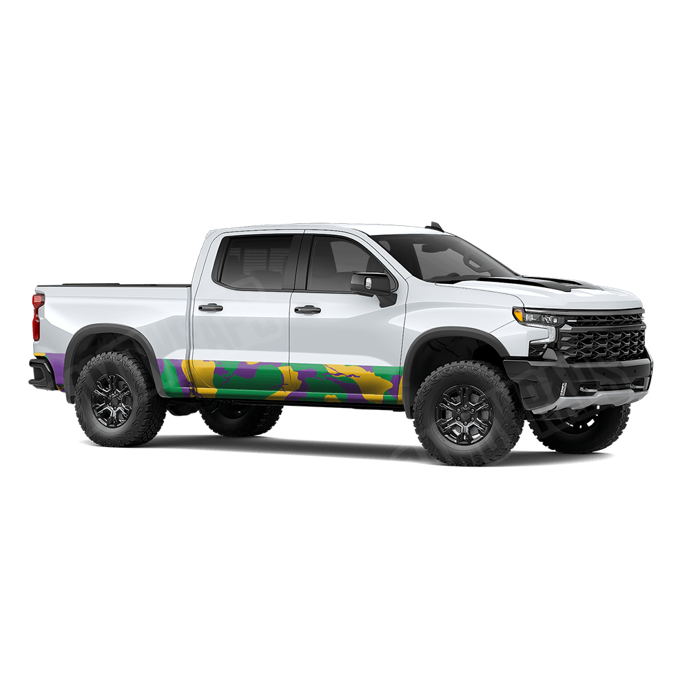 Jumbo Ragged Mardi Gras Rocker Panel Camo Vinyl Wrap
