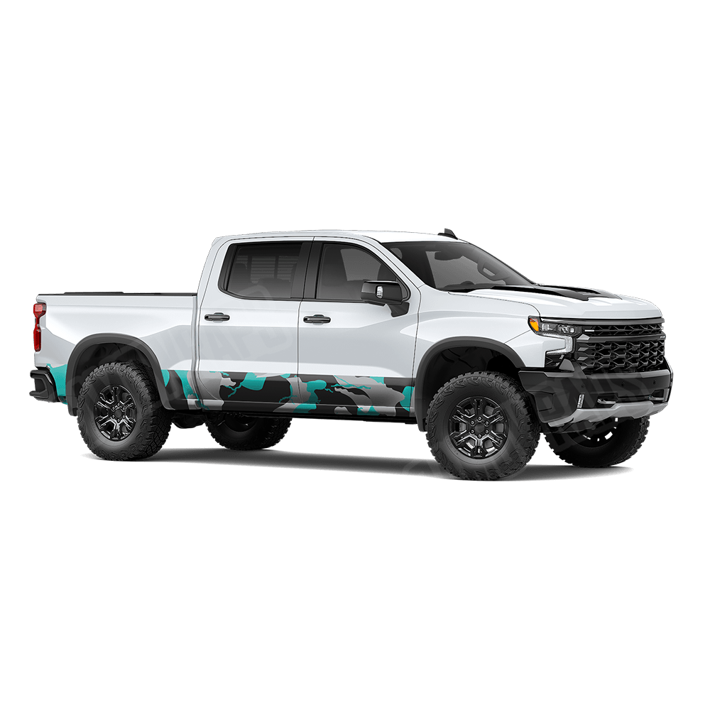 Jumbo Ragged Tiffany Blue Tiger Rocker Panel Camo Vinyl Wrap