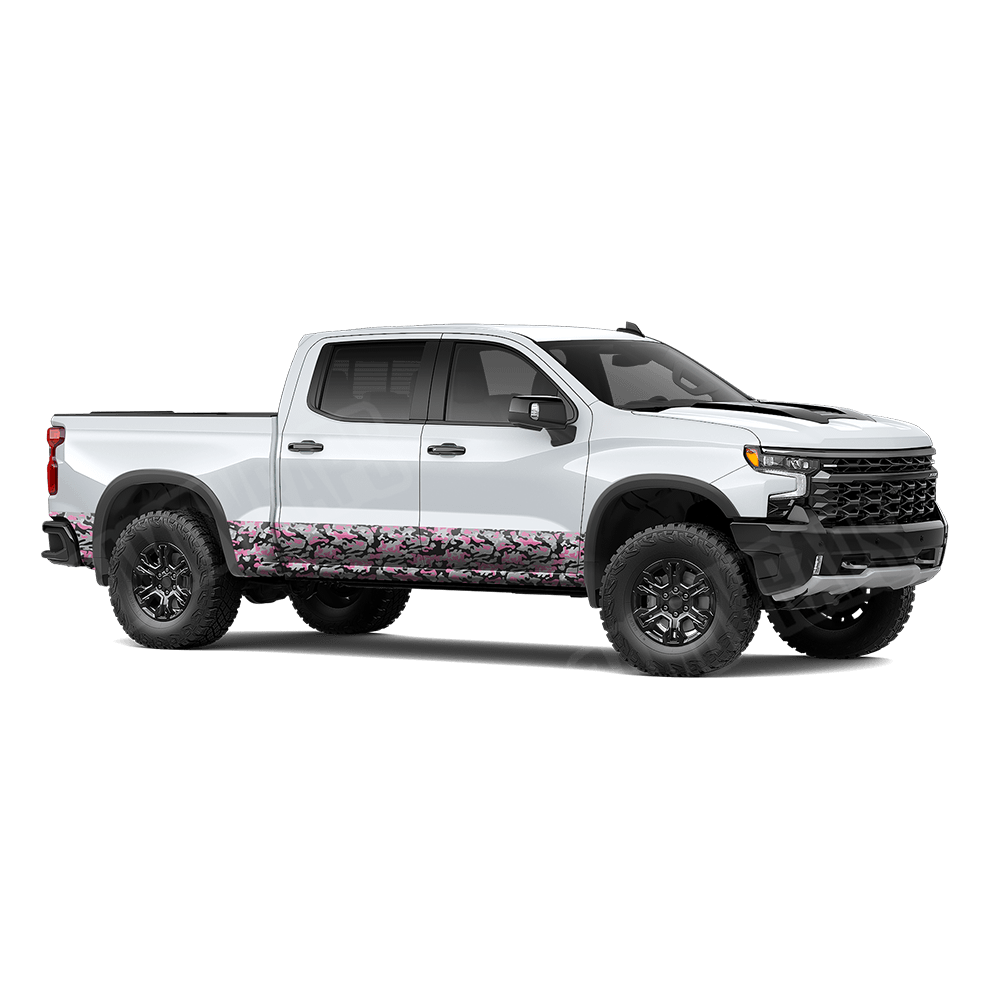 Large Classic Pink Tiger Rocker Panel Camo Vinyl Wrap