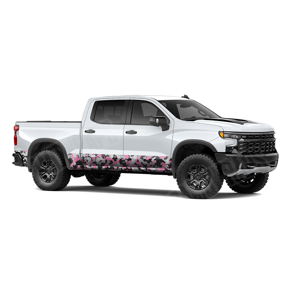 Large Cumulus Pink Tiger Rocker Panel Camo Vinyl Wrap