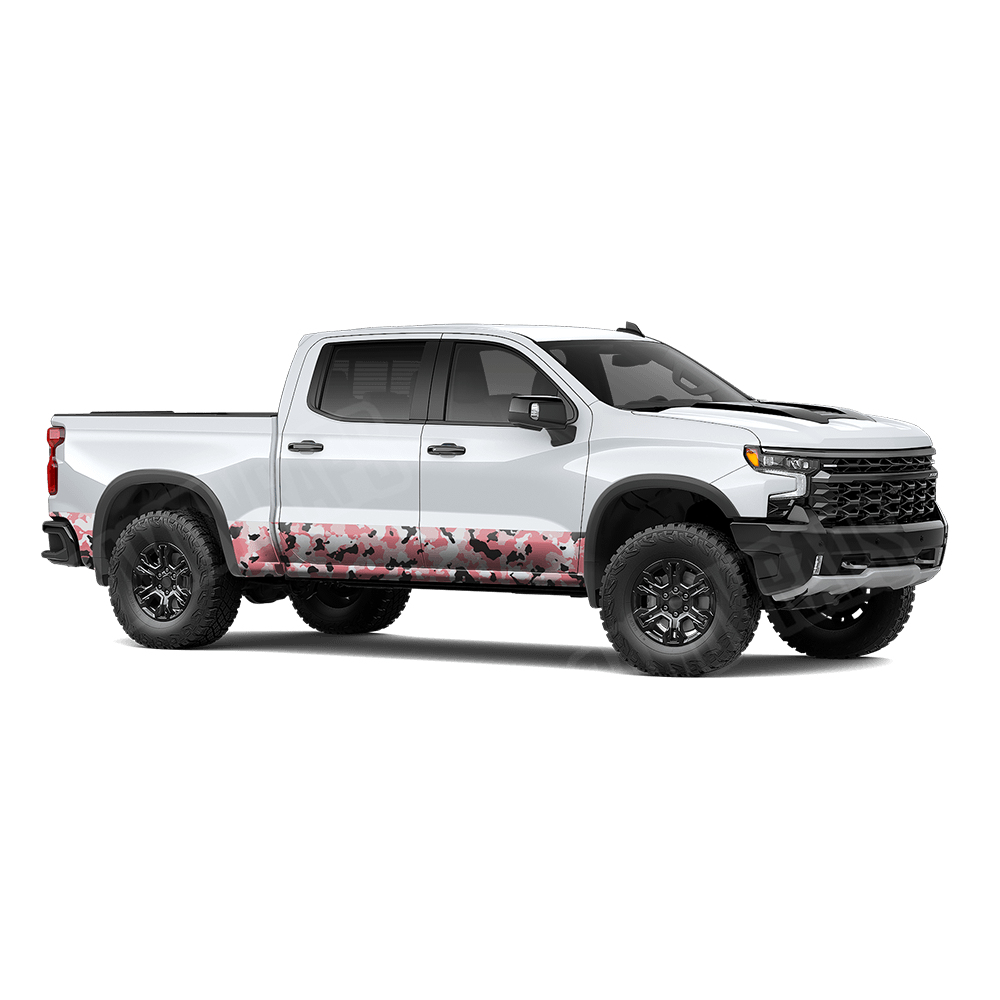 Large Cumulus Pink Rocker Panel Camo Vinyl Wrap