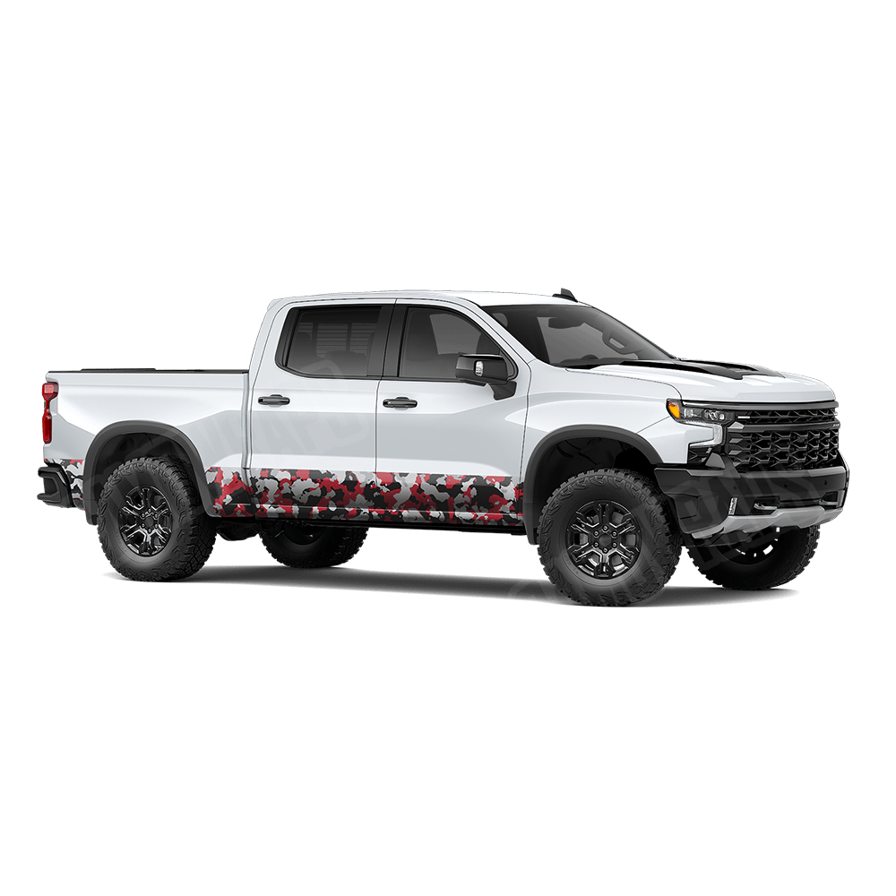 Large Cumulus Red Tiger Rocker Panel Camo Vinyl Wrap