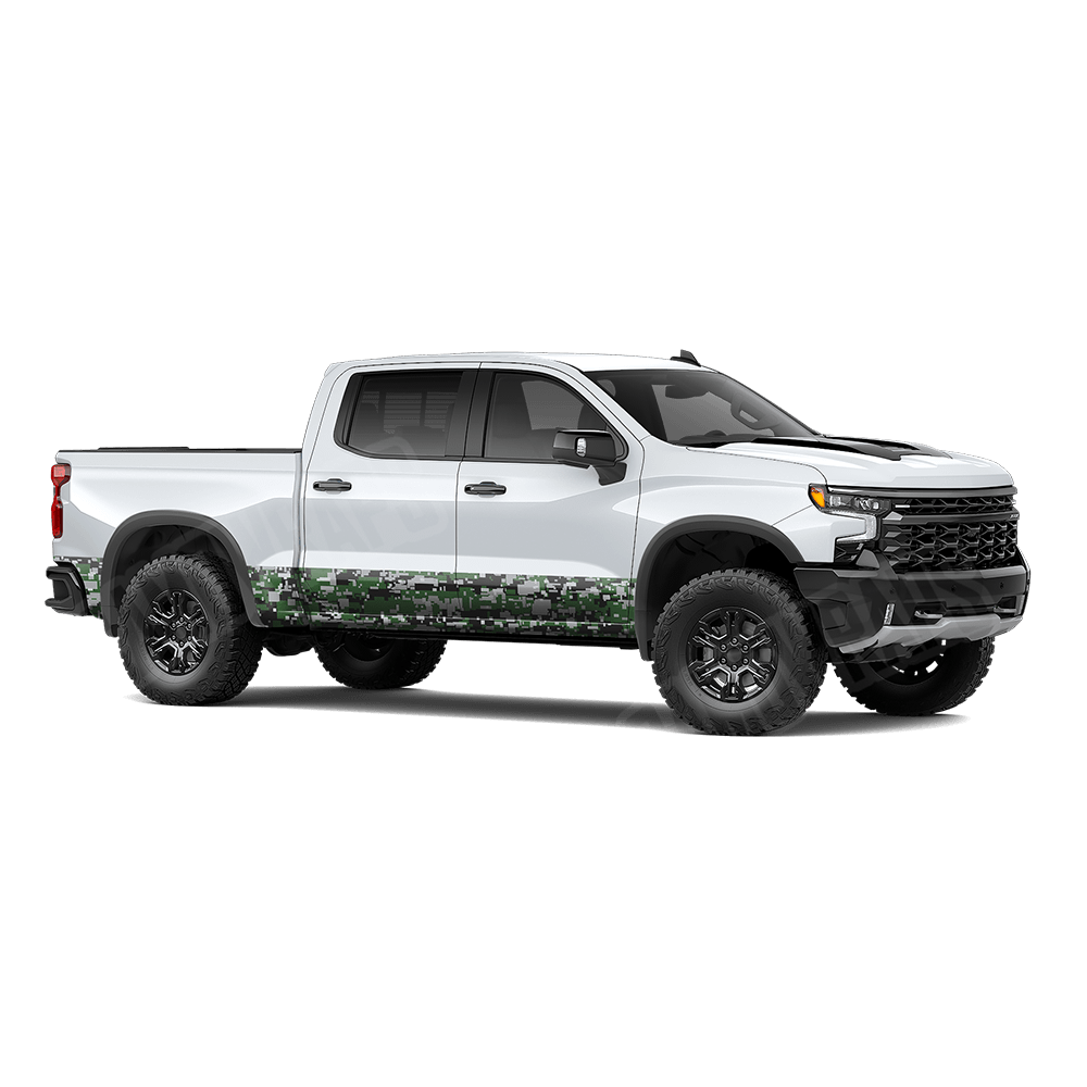 Large Digital Green Tiger Rocker Panel Camo Vinyl Wrap