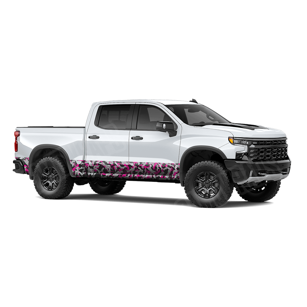 Large Ragged Magenta Tiger Rocker Panel Camo Vinyl Wrap