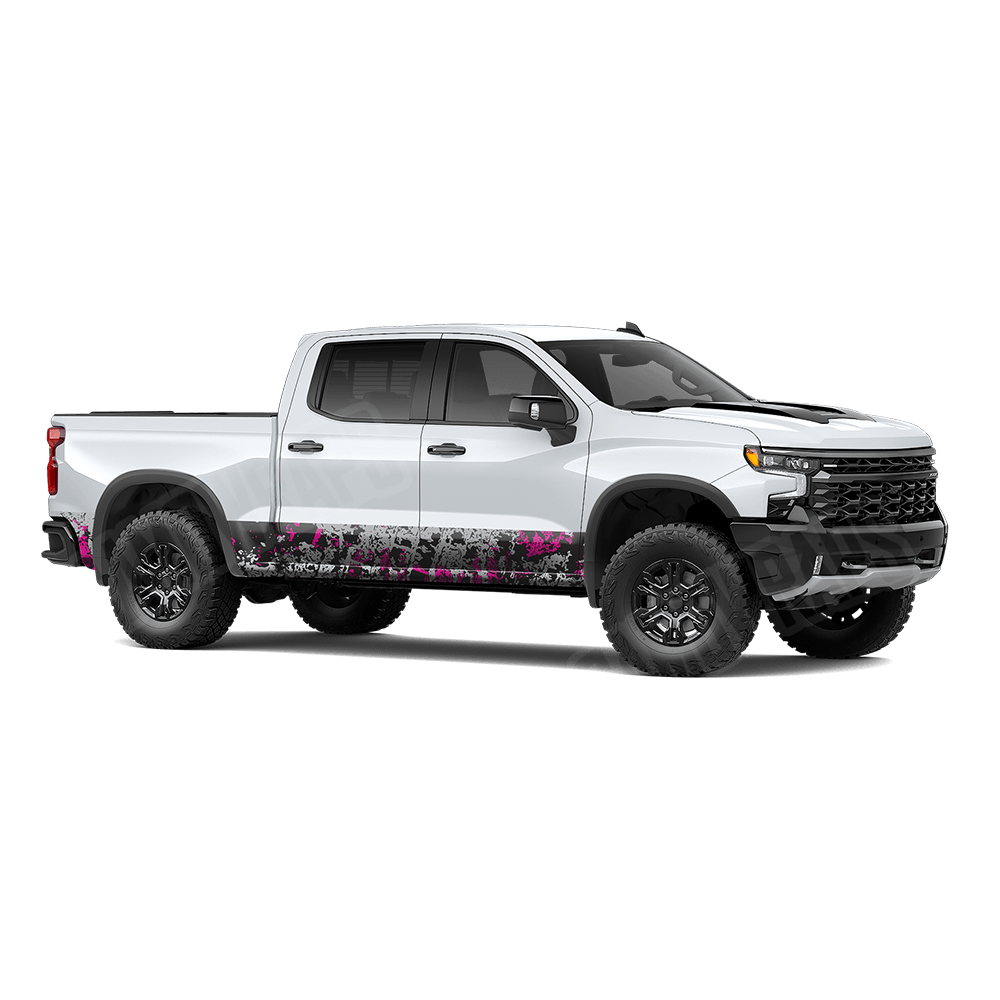 Pasted Magenta Tiger Rocker Panel Camo Vinyl Wrap