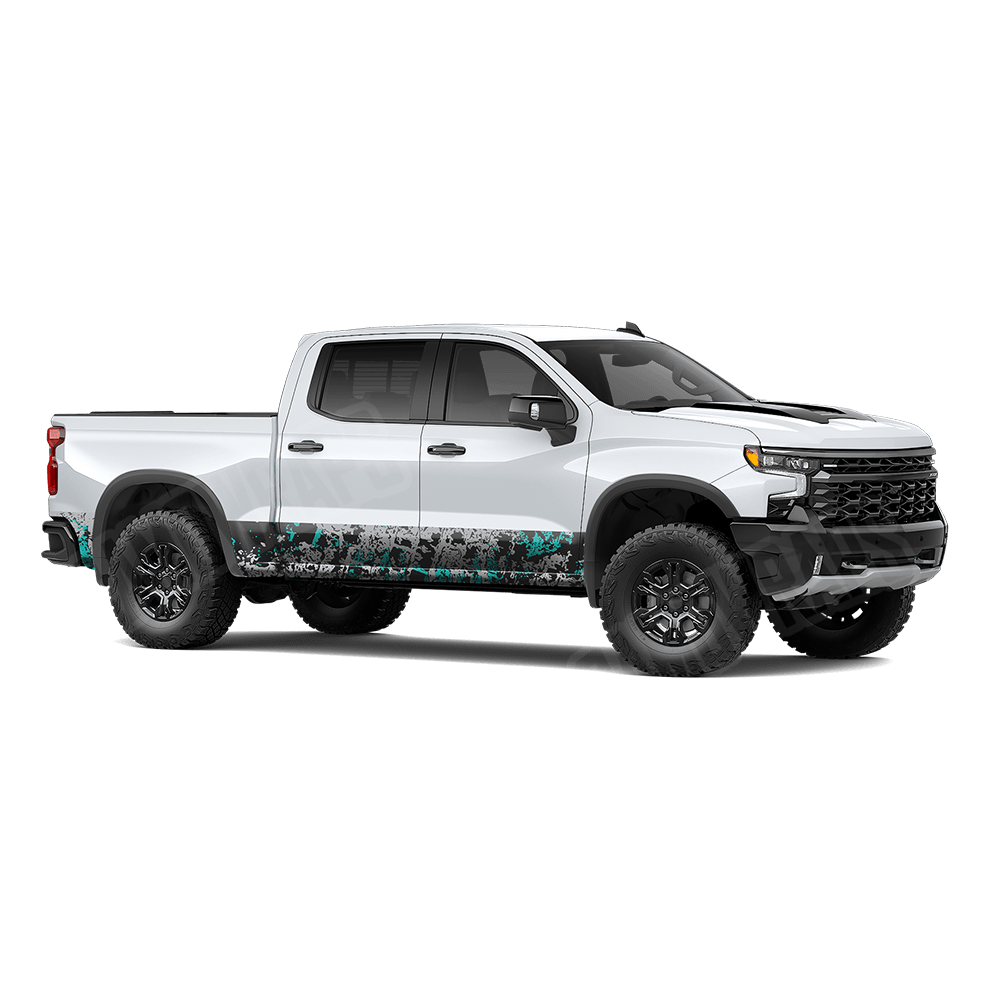 Pasted Tiffany Blue Tiger Rocker Panel Camo Vinyl Wrap