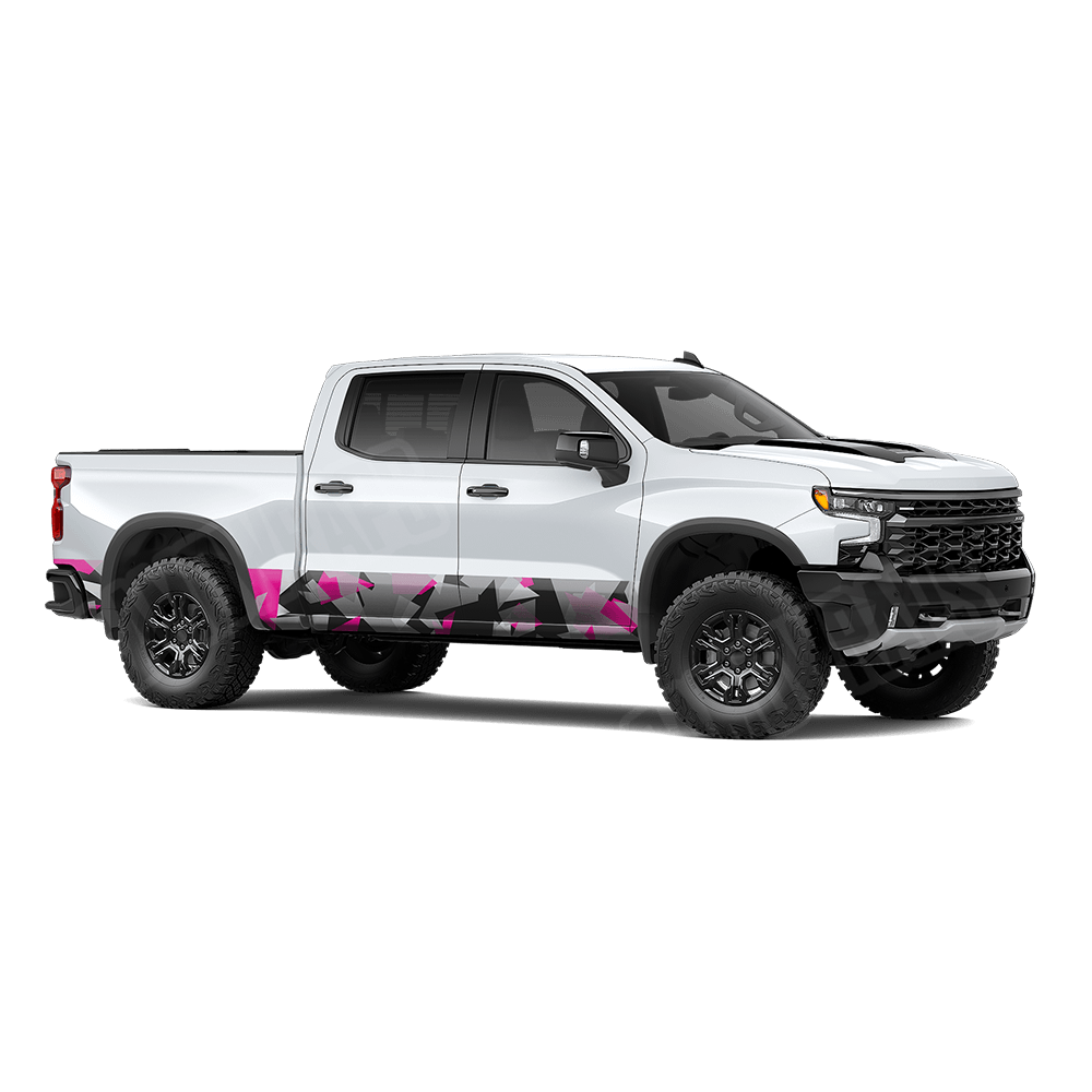 Shattered Magenta Tiger Rocker Panel Camo Vinyl Wrap