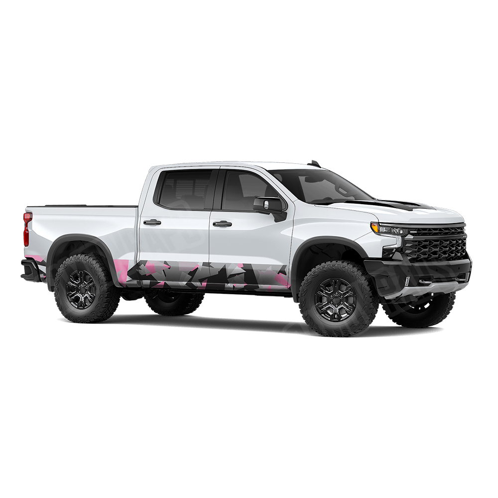 Shattered Pink Tiger Rocker Panel Camo Vinyl Wrap