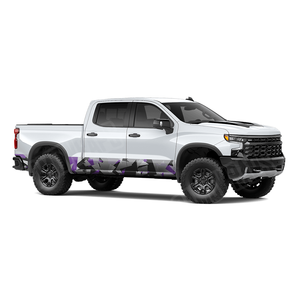 Shattered Purple Tiger Rocker Panel Camo Vinyl Wrap