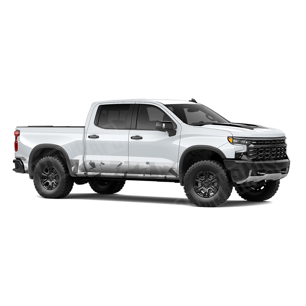 Shattered Snow Rocker Panel Camo Vinyl Wrap