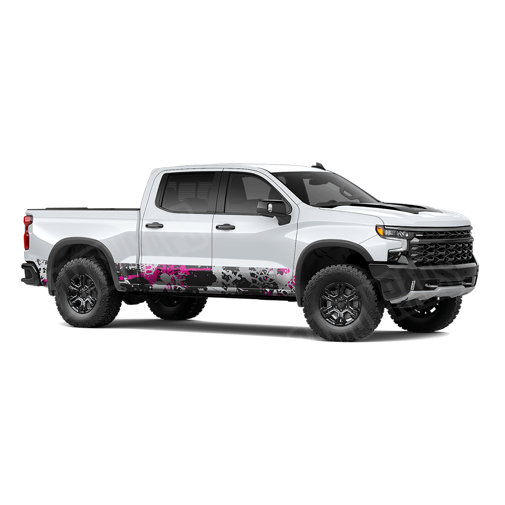 Tire Splatter Magenta Tiger Rocker Panel Camo Vinyl Wrap