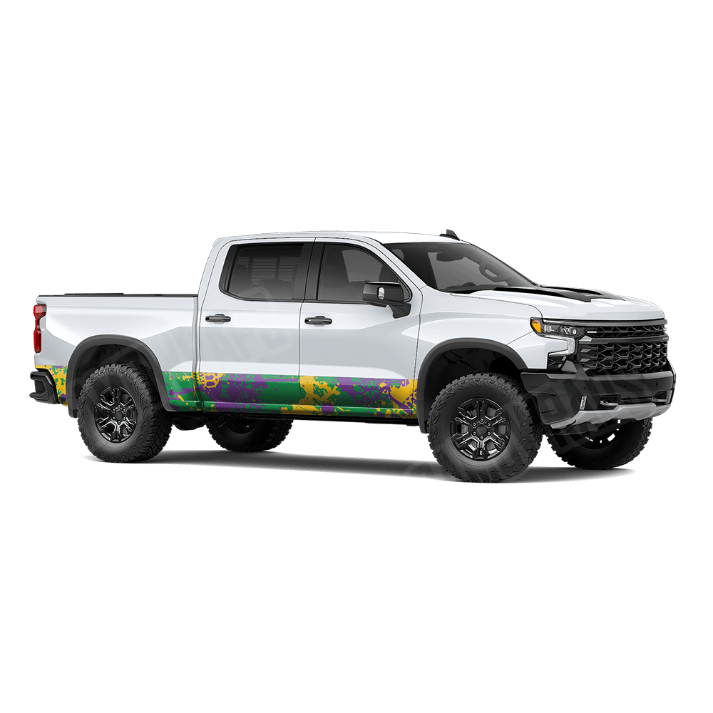 Tire Splatter Mardi Gras Rocker Panel Camo Vinyl Wrap