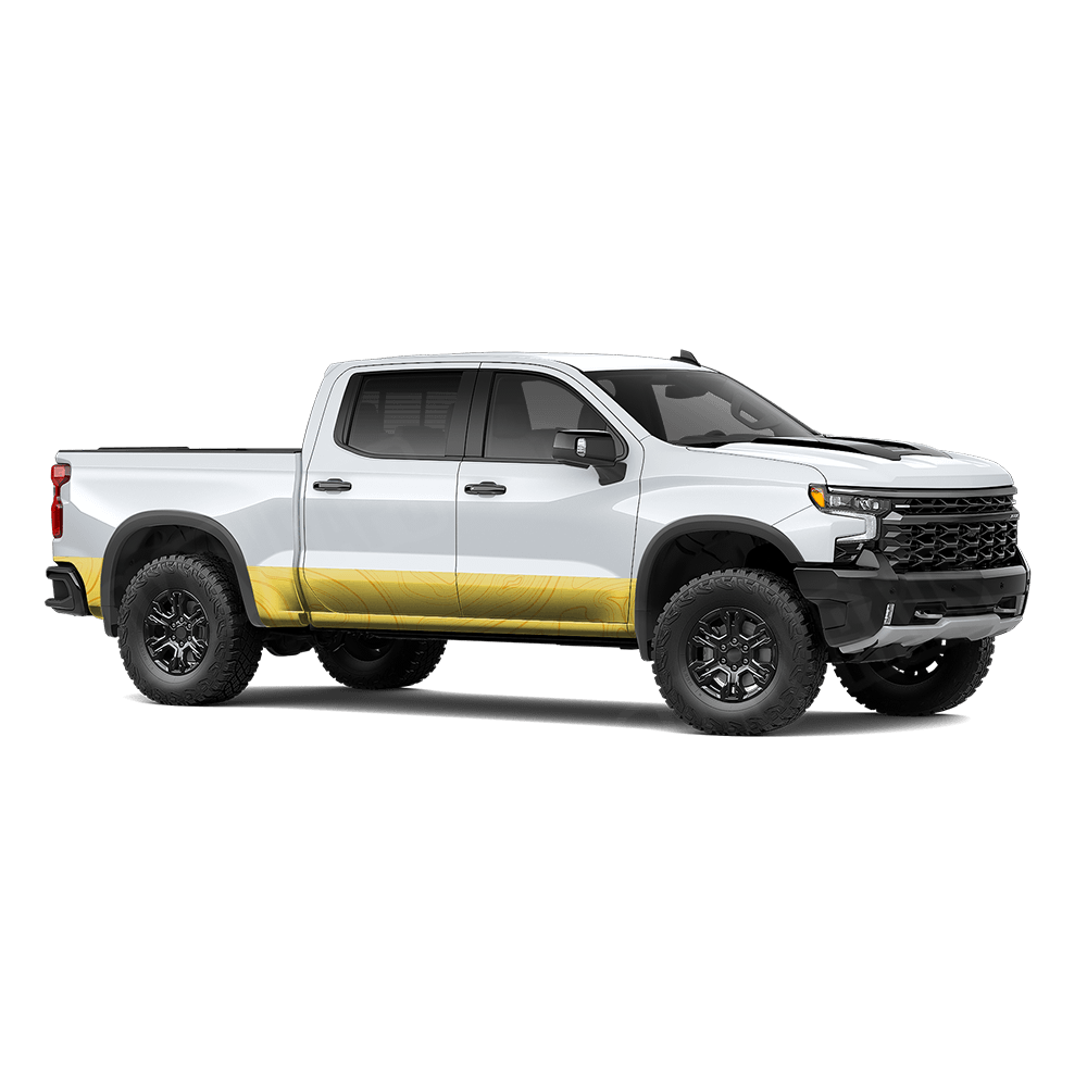 Topographic Yellow Rocker Panel Camo Vinyl Wrap