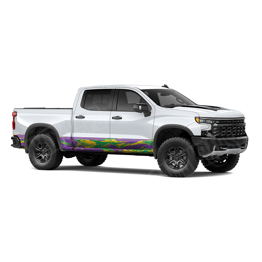 Vietnam Tiger Stripe Mardi Gras Rocker Panel Camo Vinyl Wrap