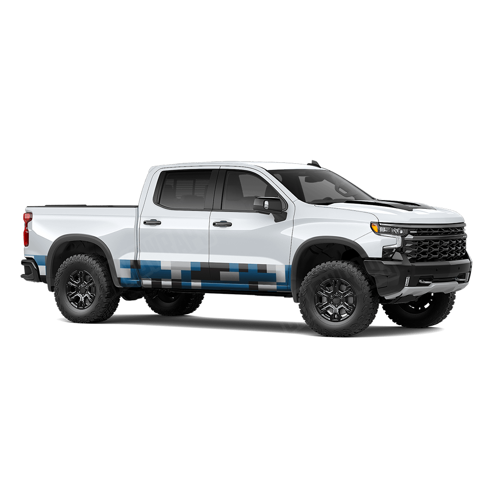 Pixel Blue Tiger Rocker Panel Wraps