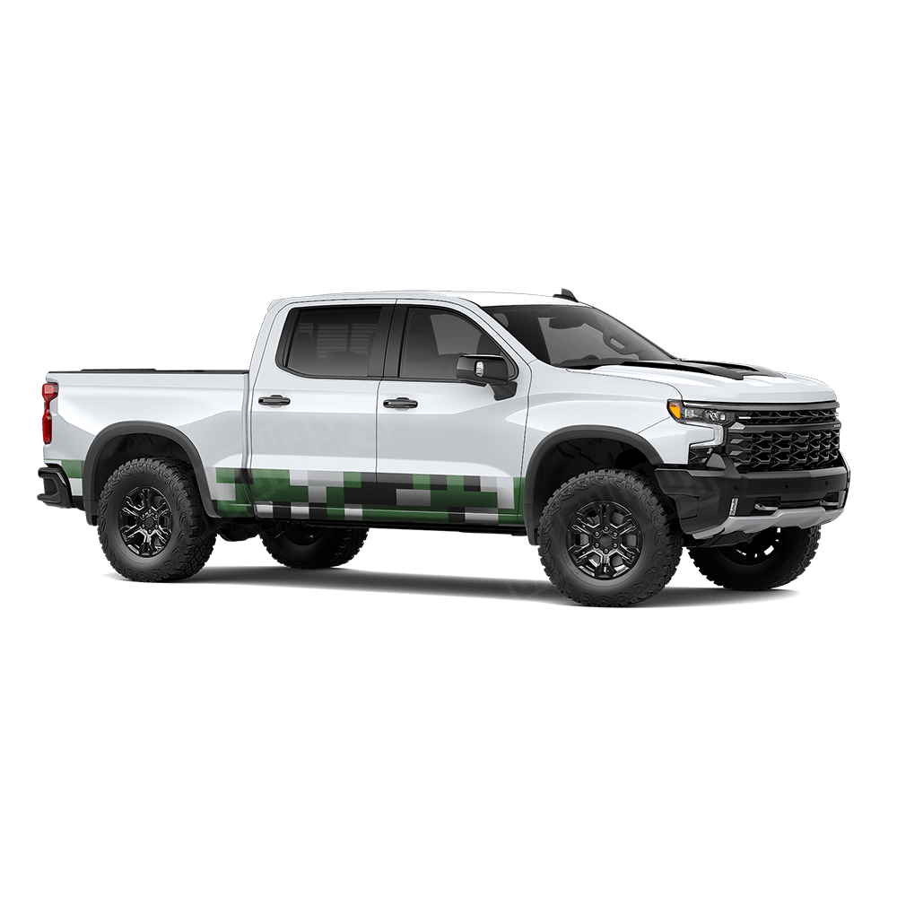 Pixel Green Tiger Rocker Panel Wraps