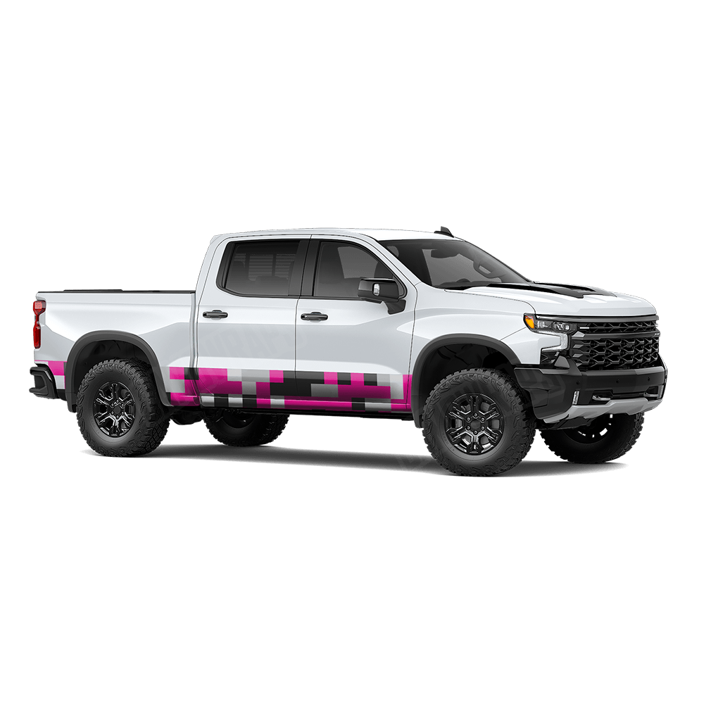Pixel Magenta Tiger Rocker Panel Wraps