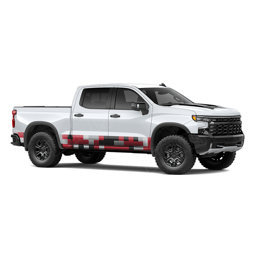 Pixel Red Tiger Rocker Panel Wraps