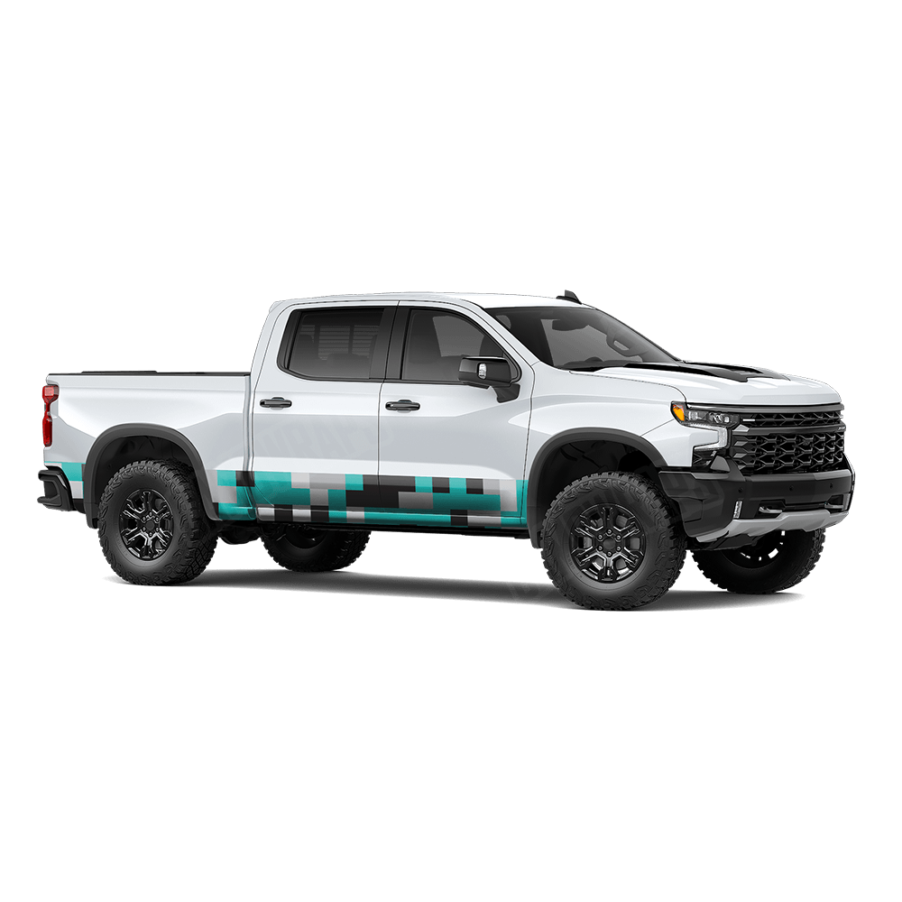 Pixel Tiffany Blue Tiger Rocker Panel Wraps