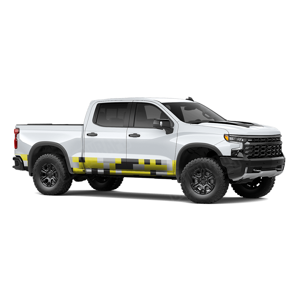 Pixel Yellow Tiger Rocker Panel Wraps