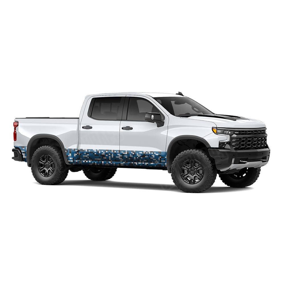 Pixel Blue Tiger Rocker Panel Wraps