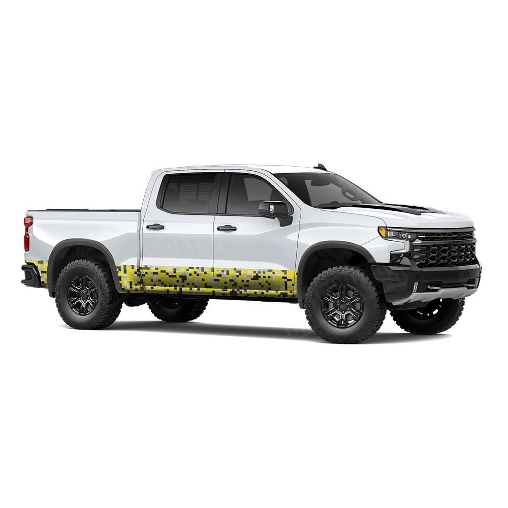 Pixel Yellow Tiger Rocker Panel Wraps
