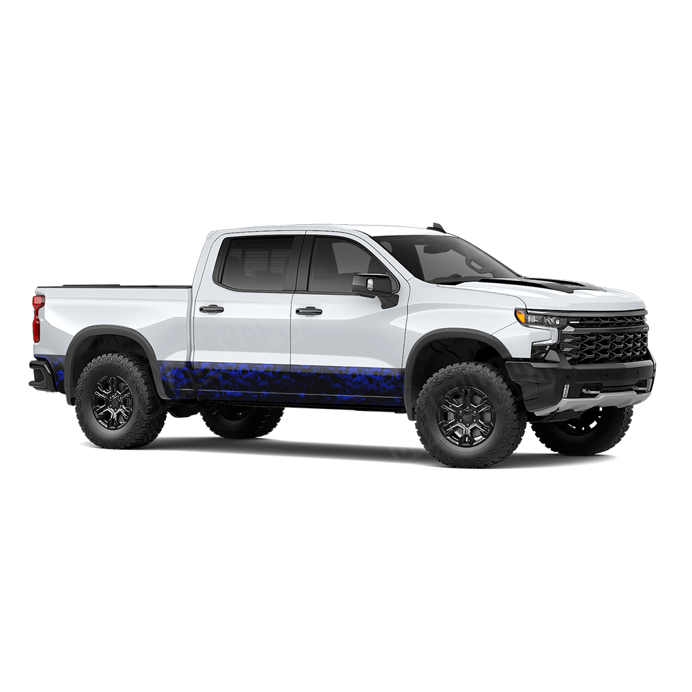 Skull Blue Rocker Panel Wraps