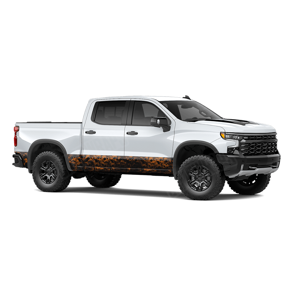 Skull Orange Rocker Panel Wraps